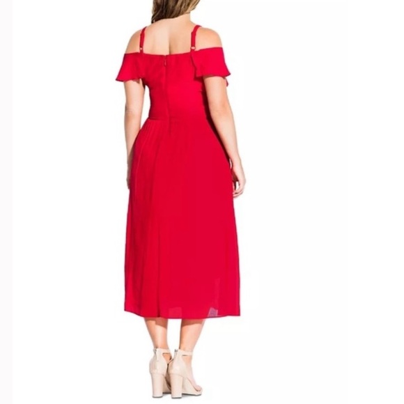 Romantic Tie-Belt Cold-Shoulder Dress - Picture 2 of 2